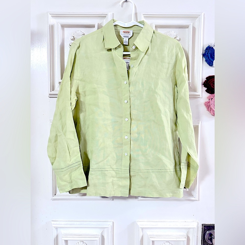 NWOT: Womenโs 2pc Linen Tank Top+Button Down Blouse๐Lightweight Dressy Casual - Picture 3 of 16